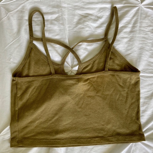 Olive Green Ribbed Tank Top - Picture 4 of 4